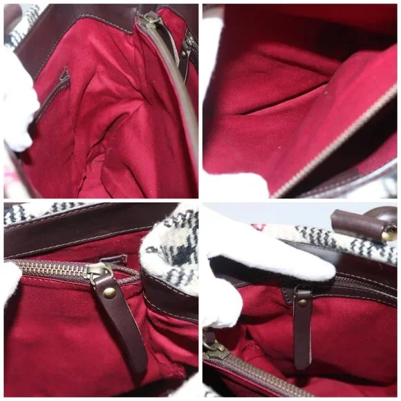 BURBERRY Nova Check Tote Bag Wool Beige Gold